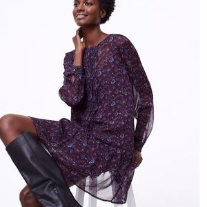 Petite Floral Pleated Flounce Dress